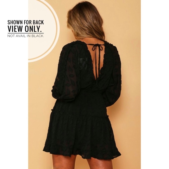 Peach Love Southern Belle Cream V Neck Smocked Waist Long Sleeve Mini Dress - Picture 8 of 8